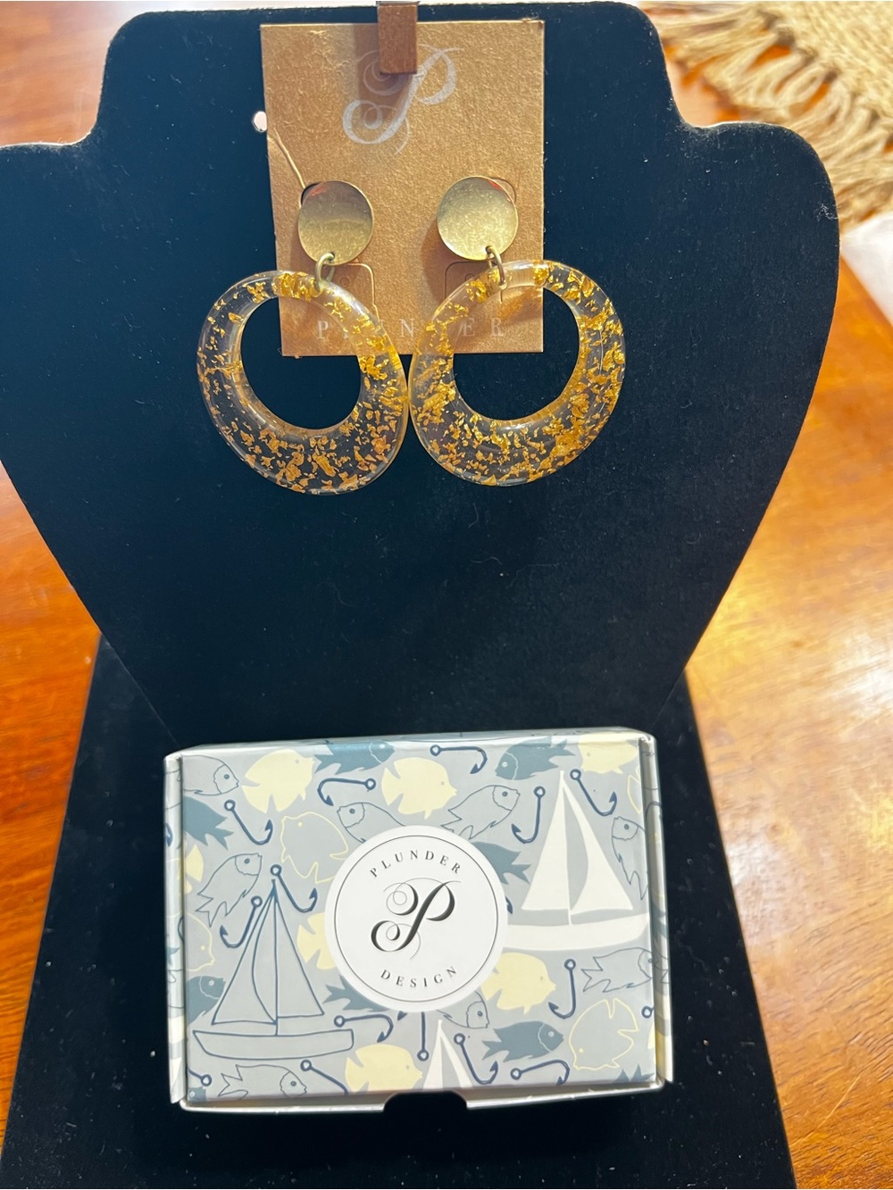 Plunder Gold Fleck Resin Hoop Earrings